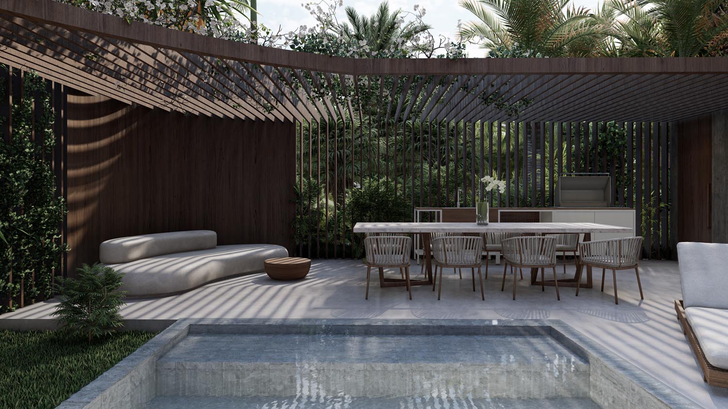 round concrete villas bali