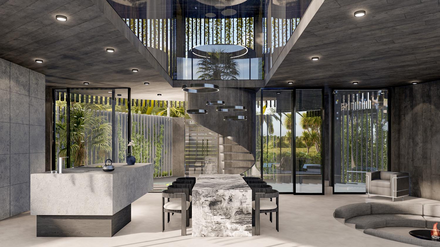round concrete villas bali