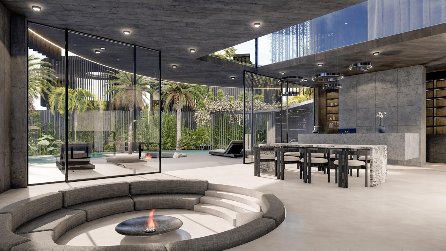 round concrete villas bali