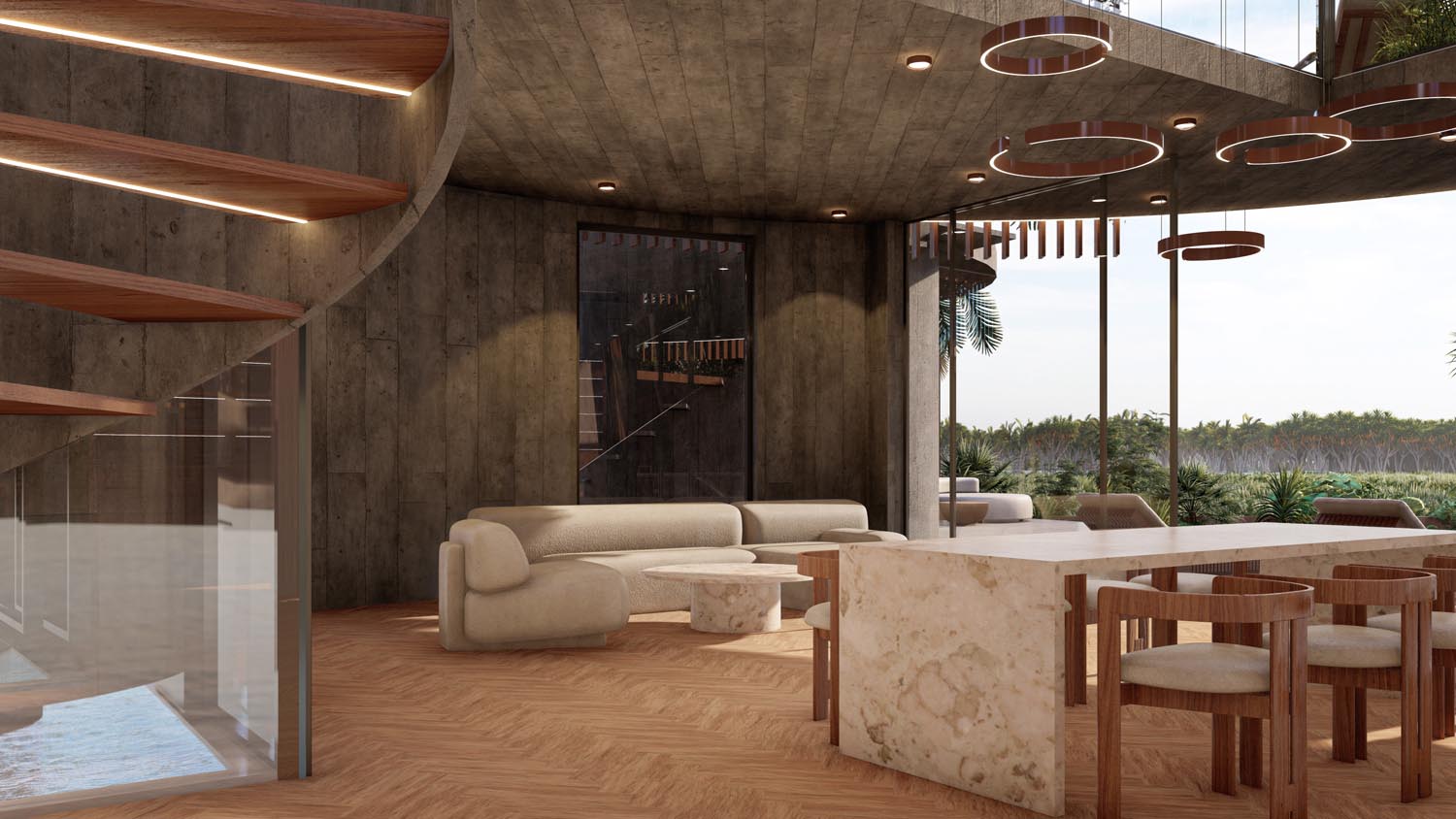 round concrete villas bali