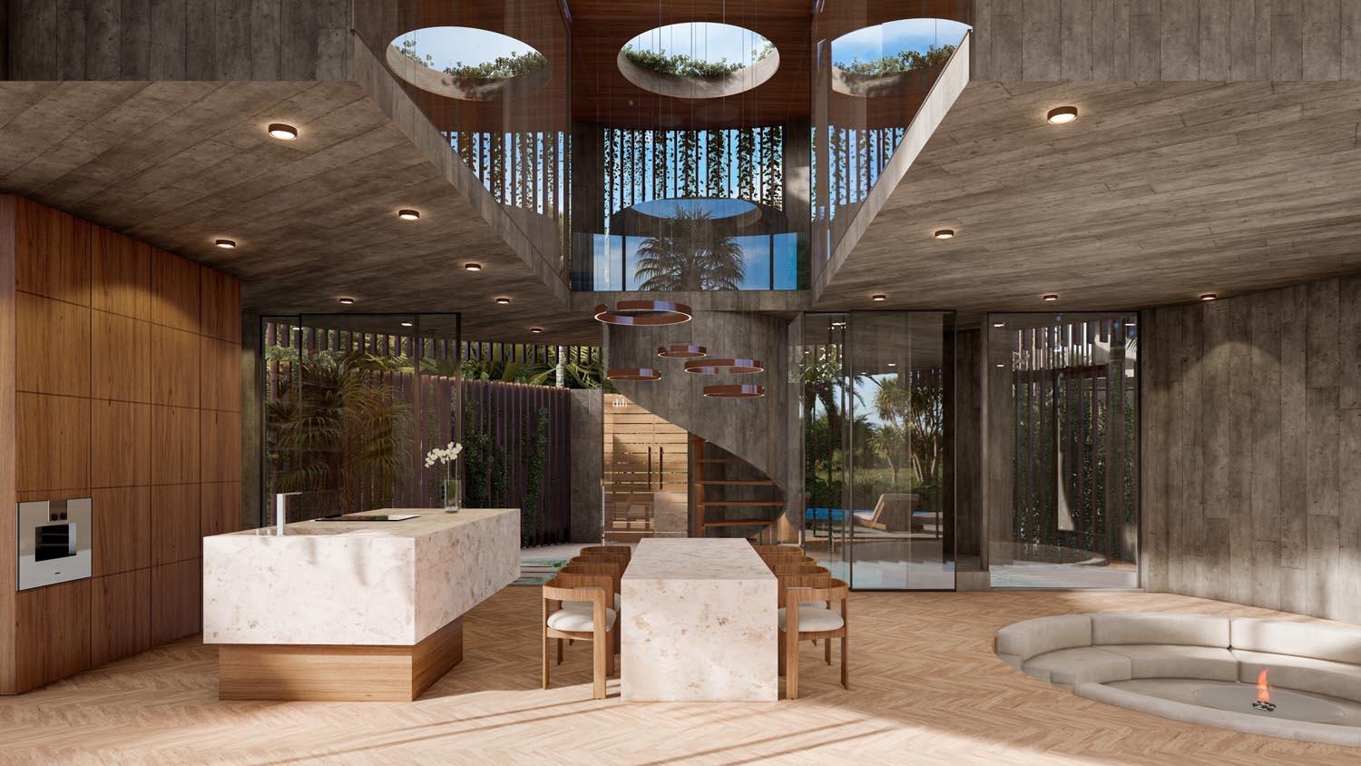 round concrete villas bali